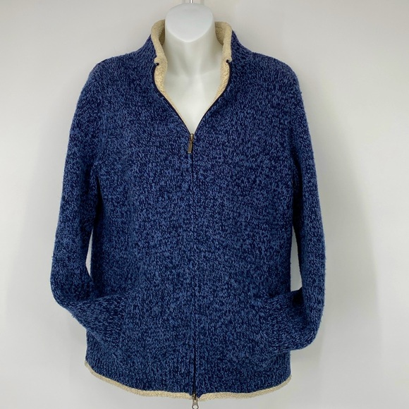 L.L. Bean Women’s 100% Lambs Wool‎ Full Zip Up Cardigan Jacket Coat Size Medium - Picture 1 of 12